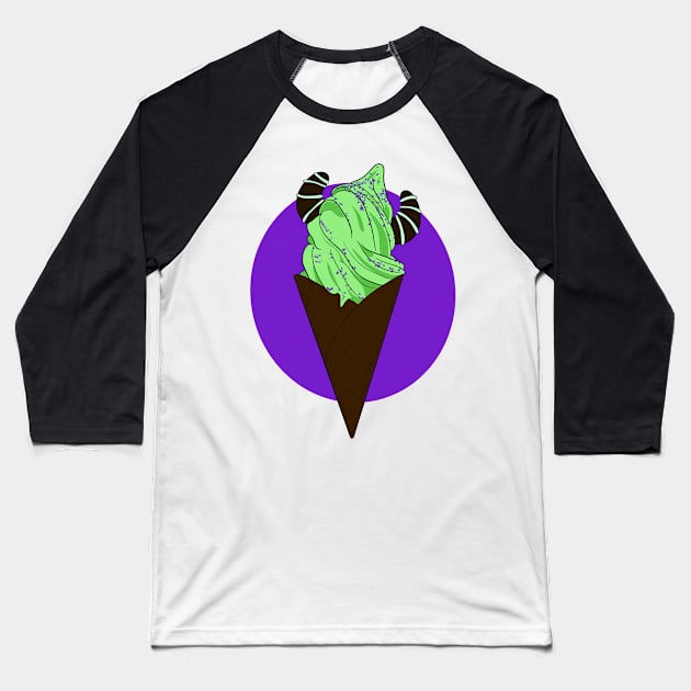 Maleficent Ice Cream Cone Baseball T-Shirt by JustGottaDraw